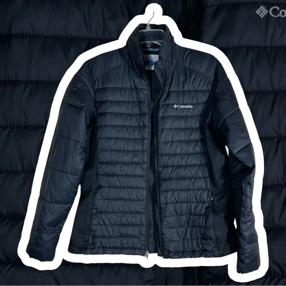 Columbia Powder Pillow Hybrid Black Water Resistant Zip-Up Jacket Size Large - Picture 12 of 16